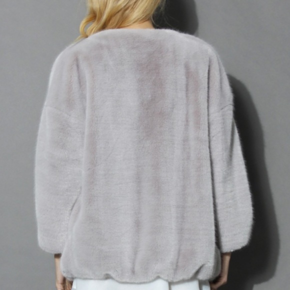 Cozy Faux Fur Coat in Silver - Picture 2 of 5